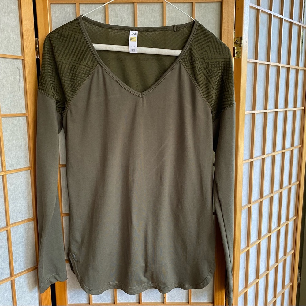 Lole olive green v neck top XS